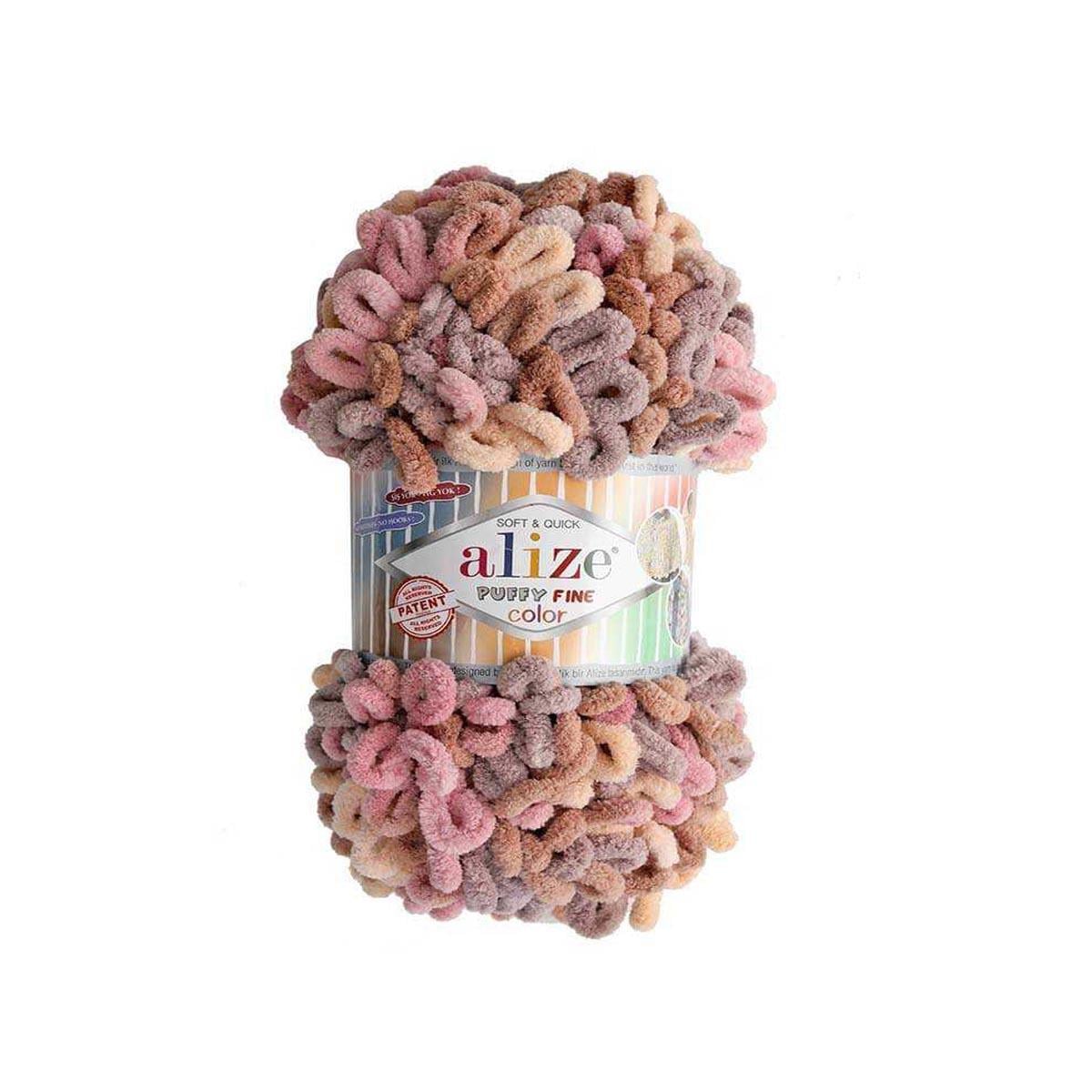 Alize Puffy Fine Color Yarn 100g 6033 – Soft Color Loop Yarn for Baby Blankets, Cushion Covers & Hand Knitting Projects