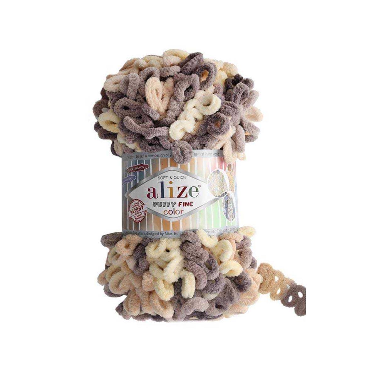 Alize Puffy Fine Color Yarn 100g 6034 – Soft Color Loop Yarn for Baby Blankets, Cushion Covers & Hand Knitting Projects