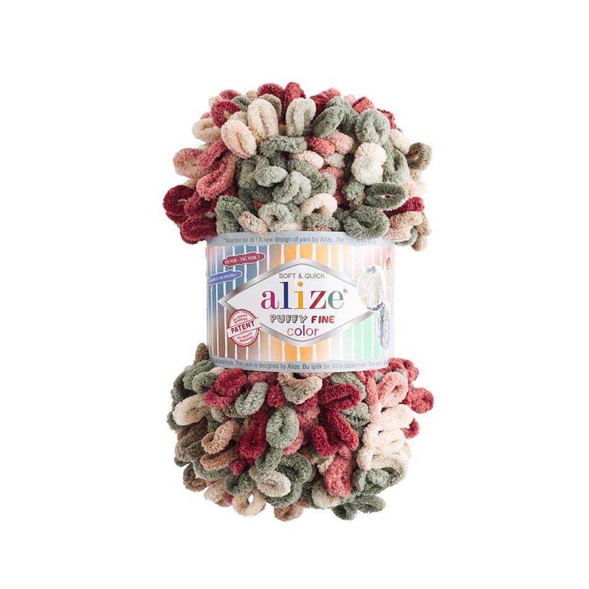 Alize Puffy Fine Color Yarn 100g 6039 – Soft Color Loop Yarn for Baby Blankets, Cushion Covers & Hand Knitting Projects