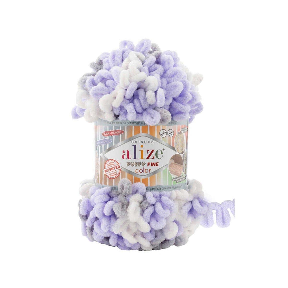 Alize Puffy Fine Color Yarn 100g 6372 – Soft Color Loop Yarn for Baby Blankets, Cushion Covers & Hand Knitting Projects