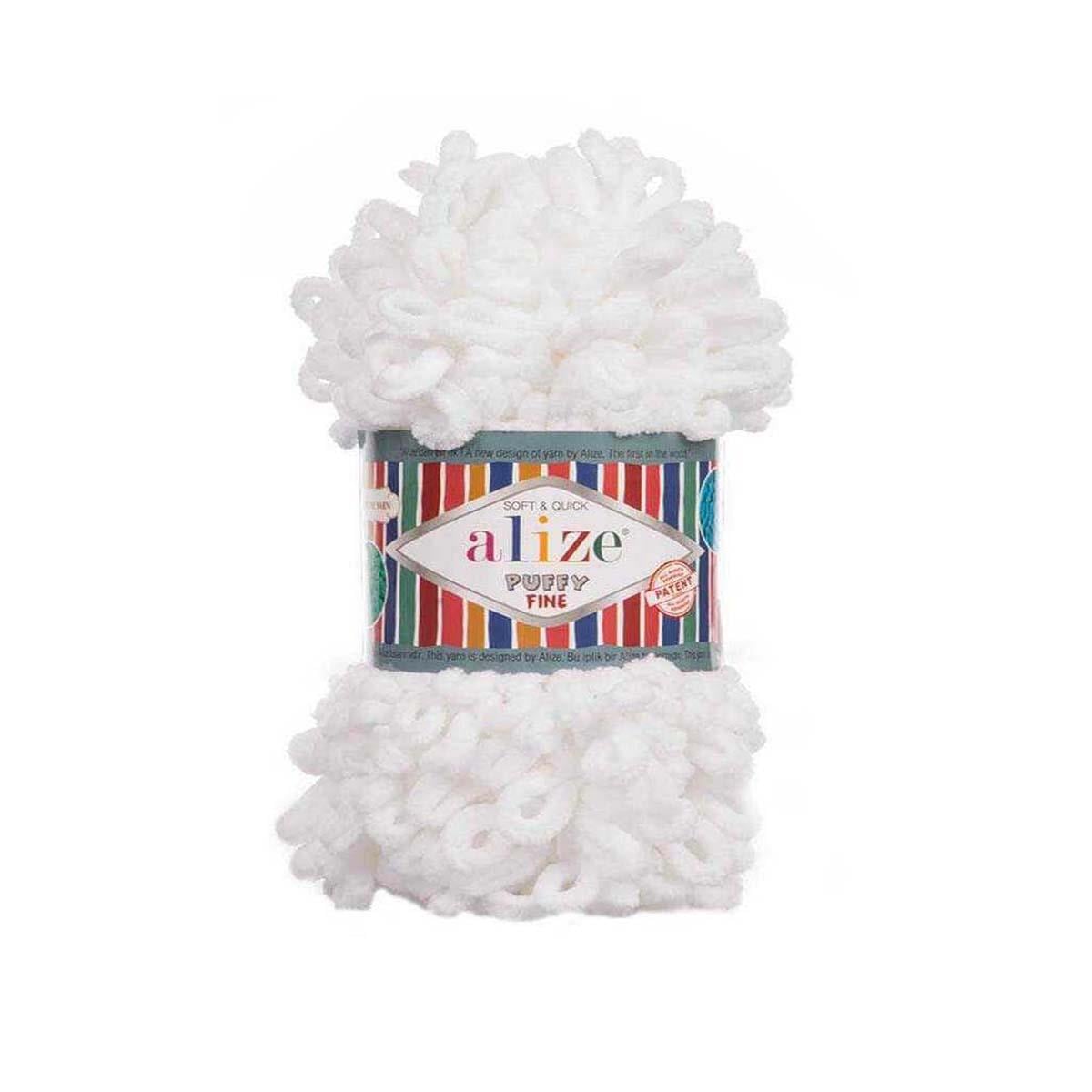 Alize Puffy Fine Loop Yarn 100g 55 – Soft Fine Loop Yarn for Baby Blankets, Cushion Covers & Arm Knitting Projects