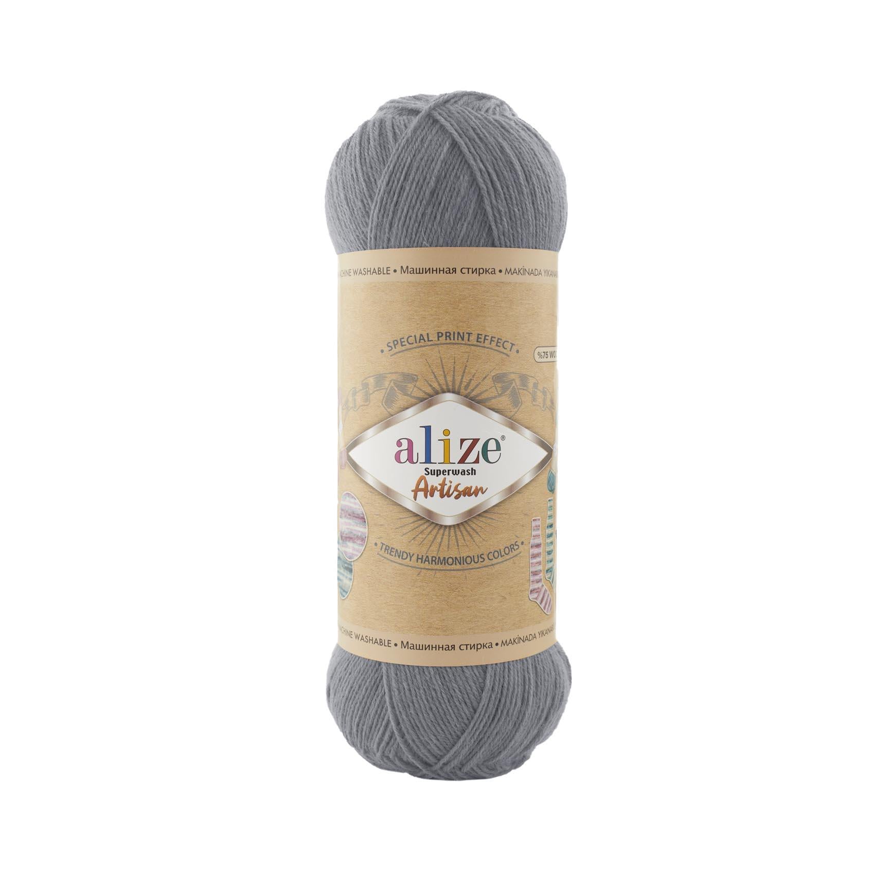 Alize Superwash Artisan Yarn 100g 836 – Superwash Wool Sock Yarn for Knitting & Crochet