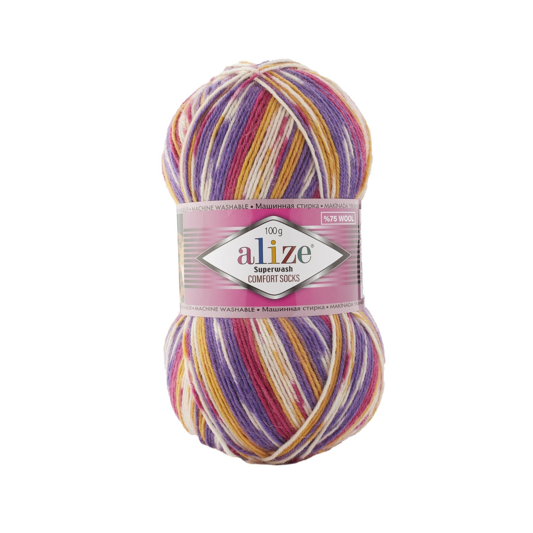 Alize Superwash Comfort Socks Yarn 100g 7655 – Superwash Wool Sock Yarn for Knitting & Crochet