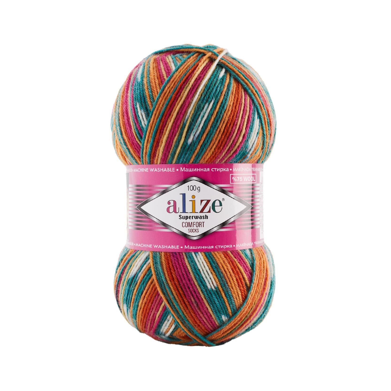 Alize Superwash Comfort Socks Yarn 100g 7839 – Superwash Wool Sock Yarn for Knitting & Crochet