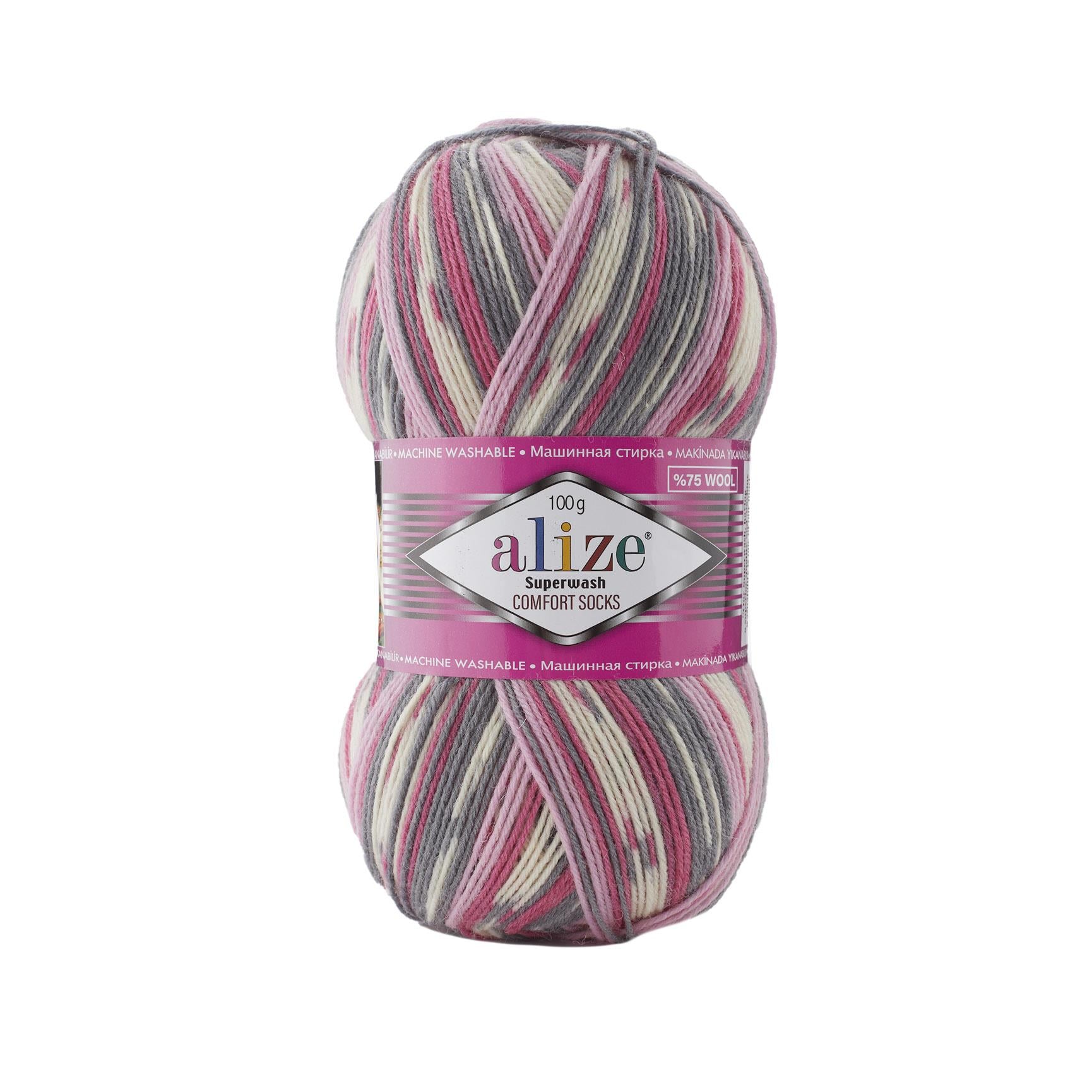 Alize Superwash Comfort Socks Yarn 100g 7707 – Superwash Wool Sock Yarn for Knitting & Crochet