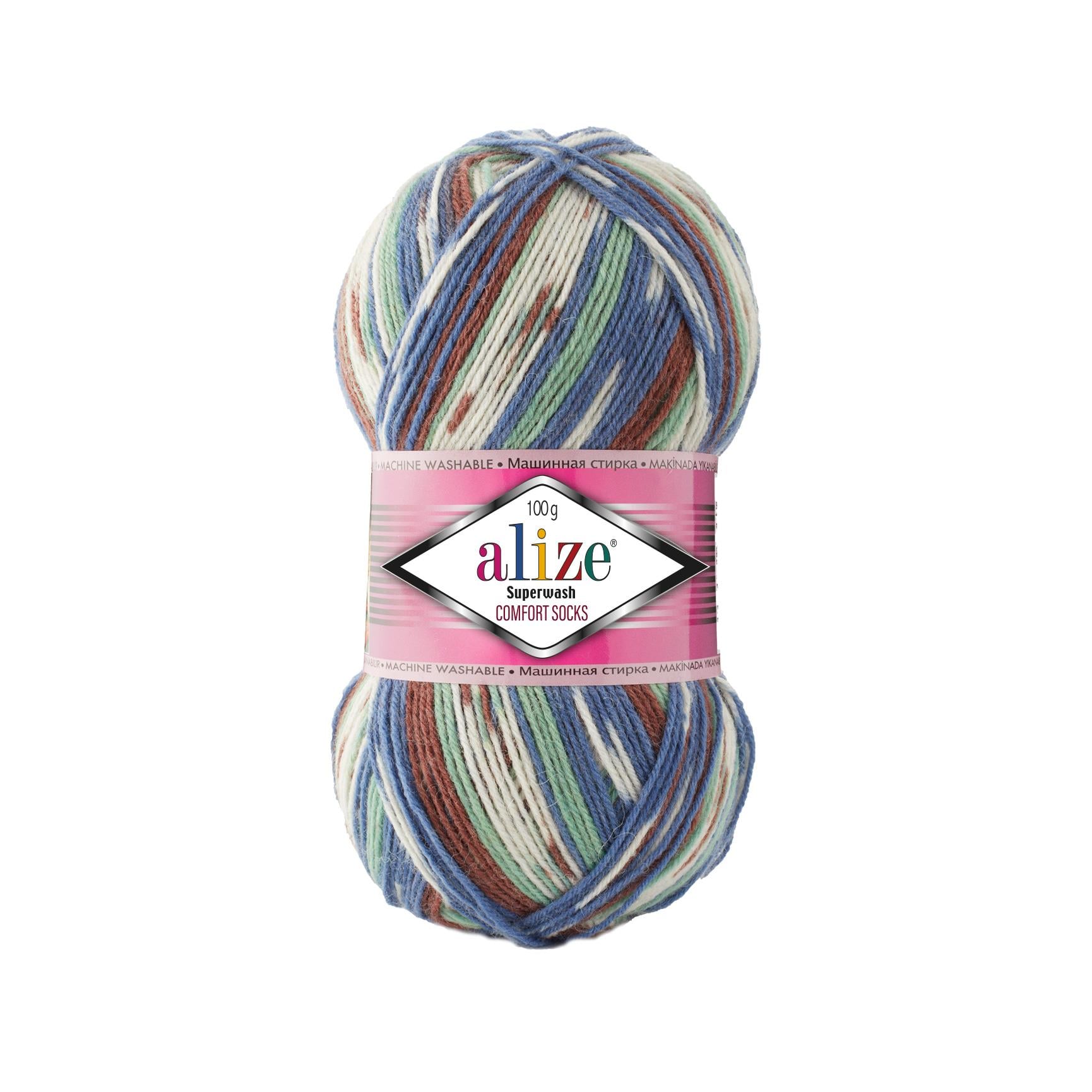 Alize Superwash Comfort Socks Yarn 100g 7653 – Superwash Wool Sock Yarn for Knitting & Crochet