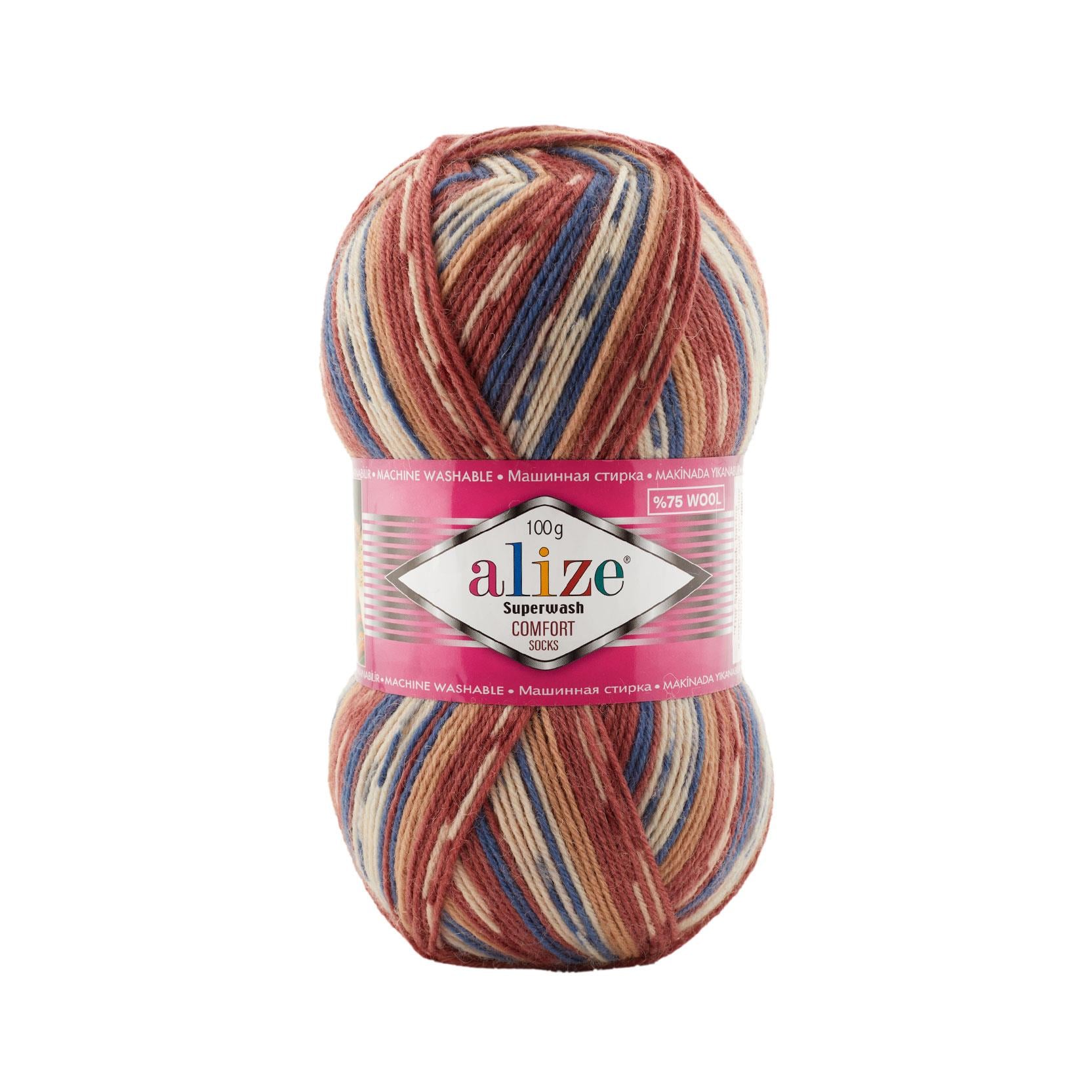 Alize Superwash Comfort Socks Yarn 100g 7841 – Superwash Wool Sock Yarn for Knitting & Crochet