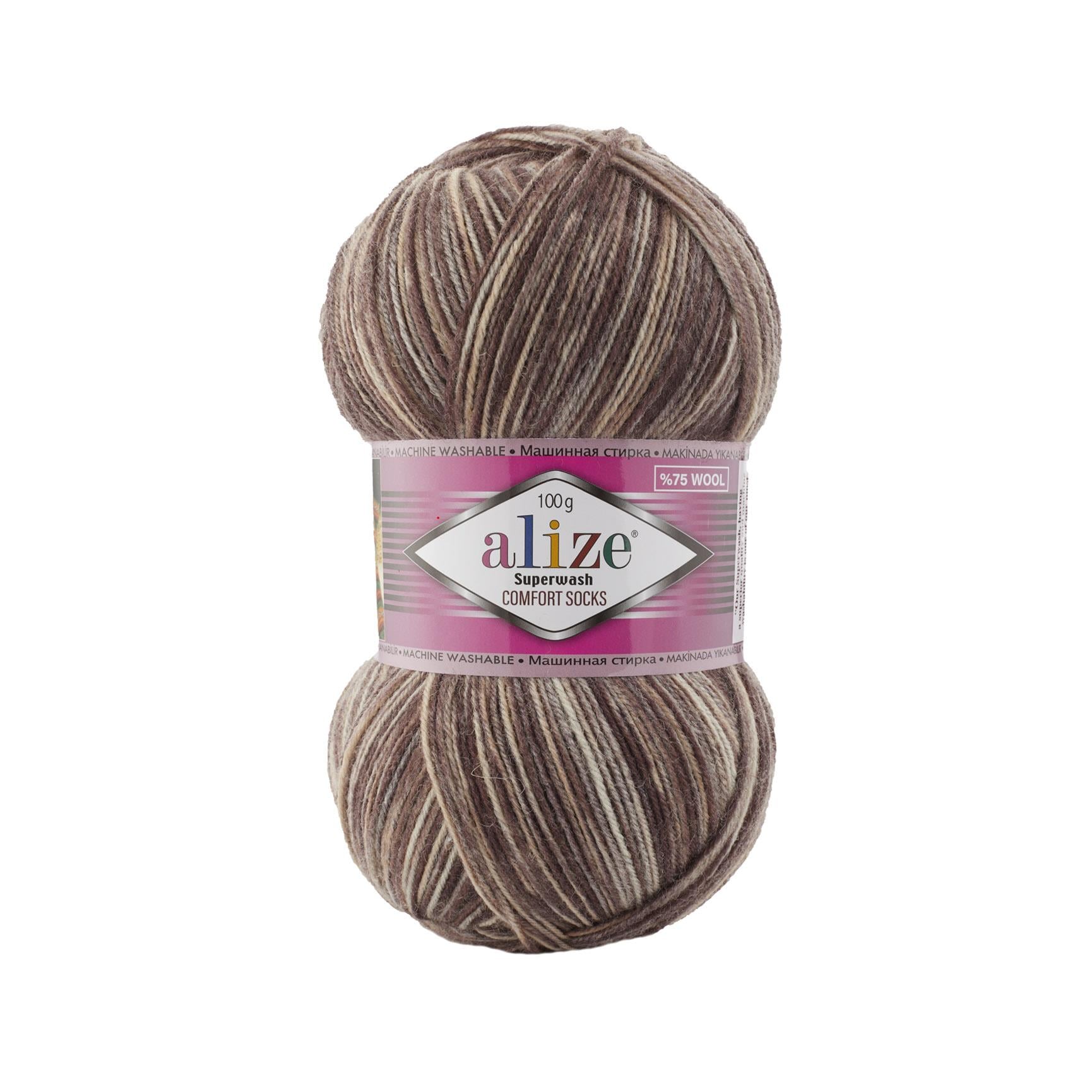 Alize Superwash Comfort Socks Yarn 100g 7678 – Superwash Wool Sock Yarn for Knitting & Crochet