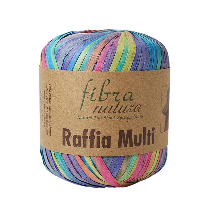 Fibra Natura Raffia Multicolor Yarn 40g 12 – Colorful Paper Raffia Yarn for Bags, Hats & Summer Crochet Projects