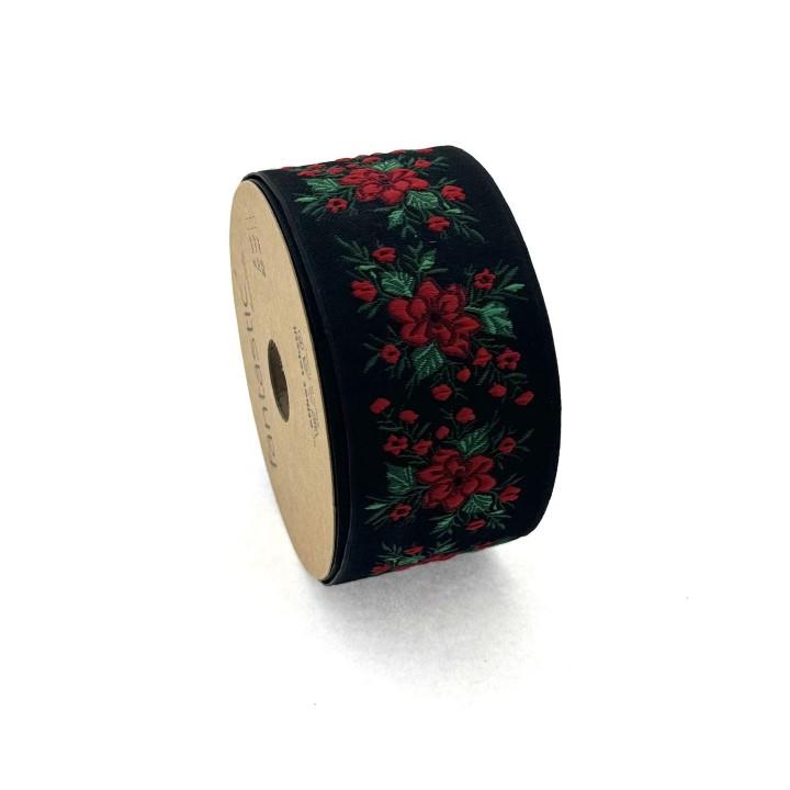 Flowers Border Red Black 