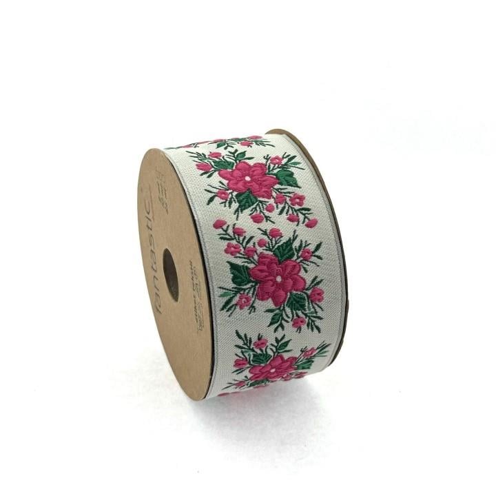 Flowers Border White Pink