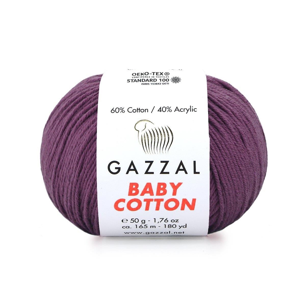 Gazzal Baby Cotton Yarn 50g 3441 – Soft Cotton Yarn for Baby Knitting, Crochet & Amigurumi