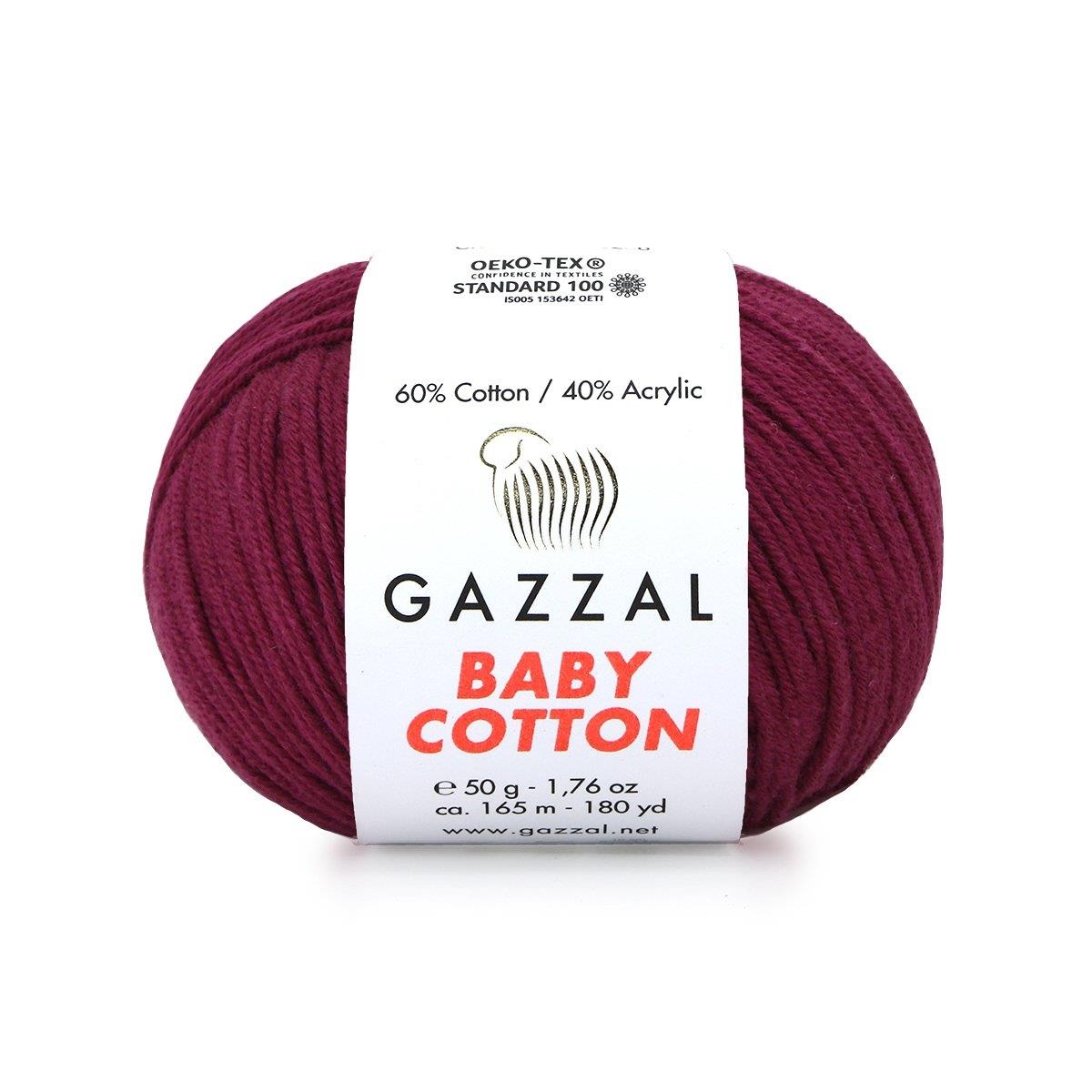 Gazzal Baby Cotton Yarn 50g 3442 – Soft Cotton Yarn for Baby Knitting, Crochet & Amigurumi