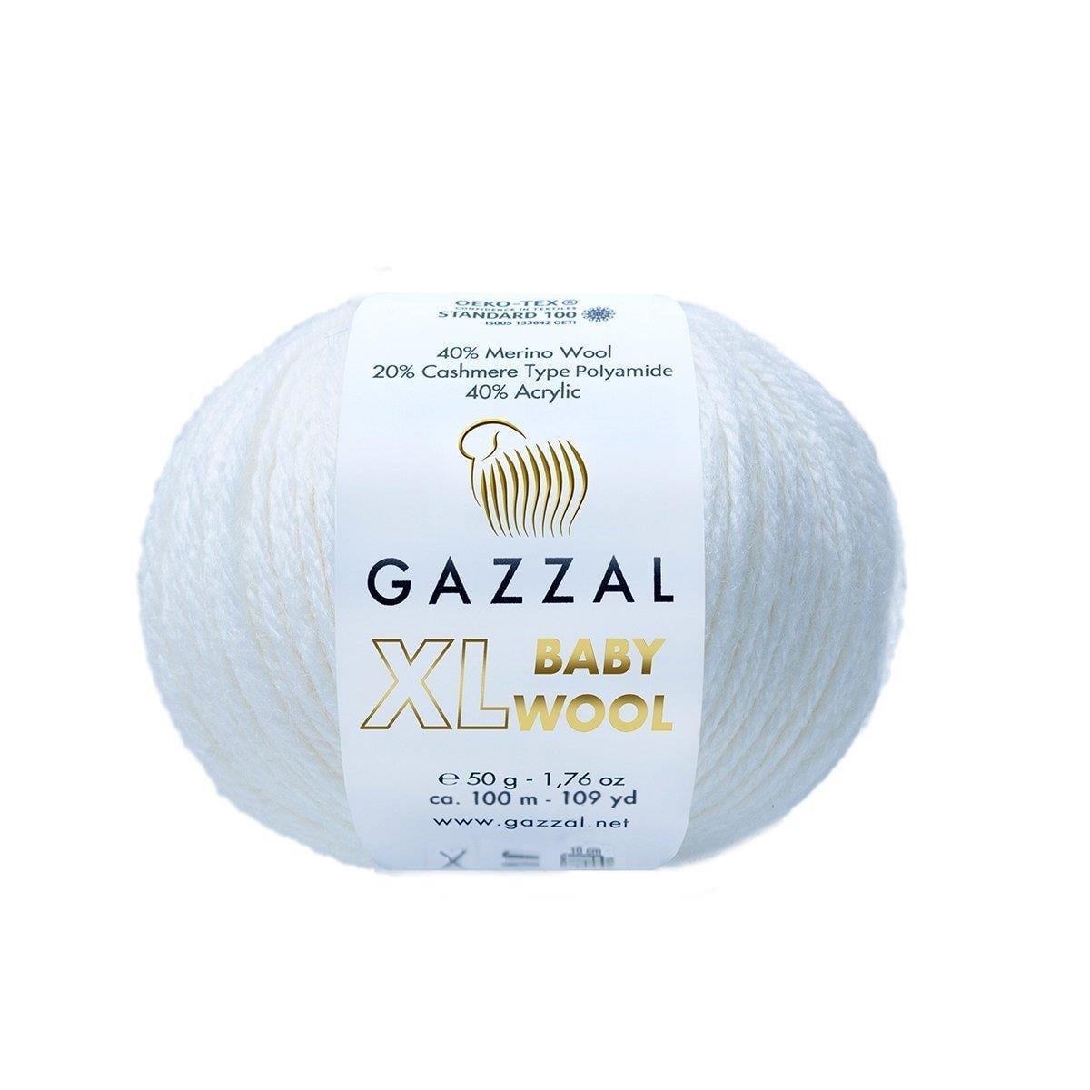 Gazzal Baby Wool XL Yarn 50g 801 – Soft Wool Blend Yarn for Baby Knitting & Crochet Projects