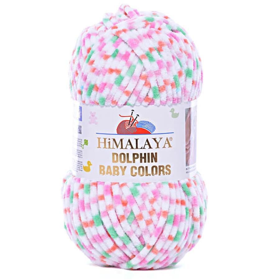 Himalaya Dolphin Baby Color Yarn 100g 404 – Multicolor Super Soft Velvet Chenille Yarn for Baby Knitting, Amigurumi, Crochet & Plush Projects