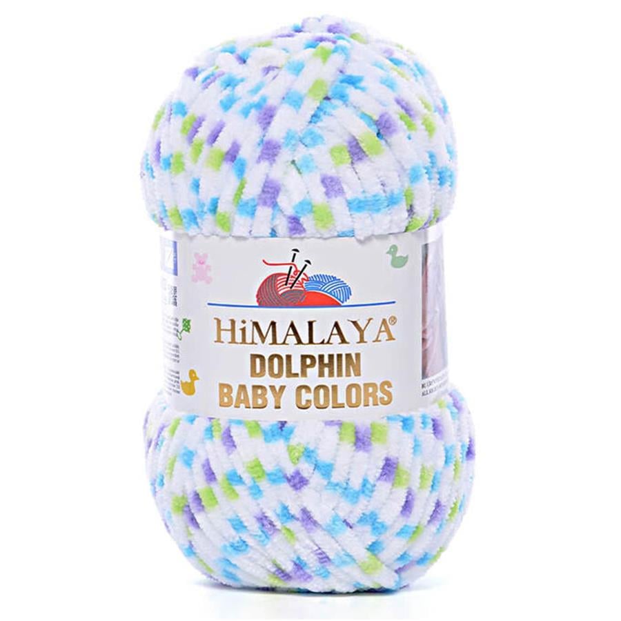 Himalaya Dolphin Baby Color Yarn 100g 422 – Multicolor Super Soft Velvet Chenille Yarn for Baby Knitting, Amigurumi, Crochet & Plush Projects