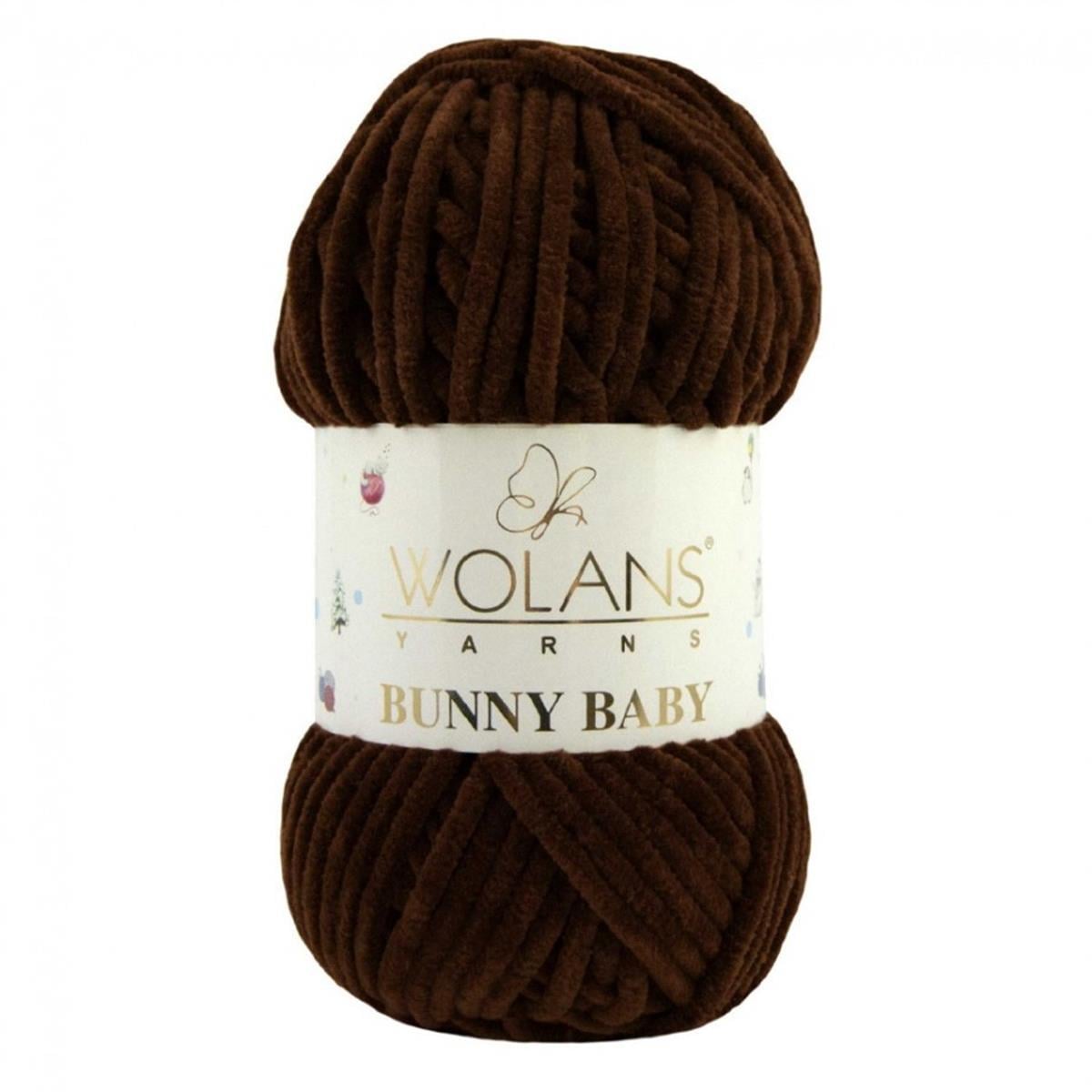 Wolans Bunny Baby Chenille Velvet Yarn 40 Dark Brown– Super Bulky Soft Chenille Yarn for Amigurumi, Baby Blankets & Plush Toys