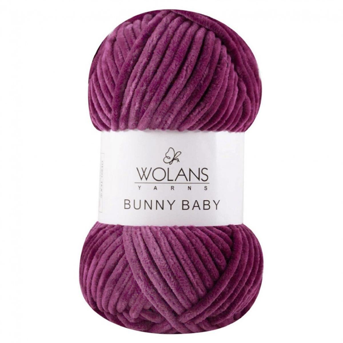 Wolans Bunny Baby Chenille Velvet Yarn 22 Plum – Super Bulky Soft Chenille Yarn for Amigurumi, Baby Blankets & Plush Toys