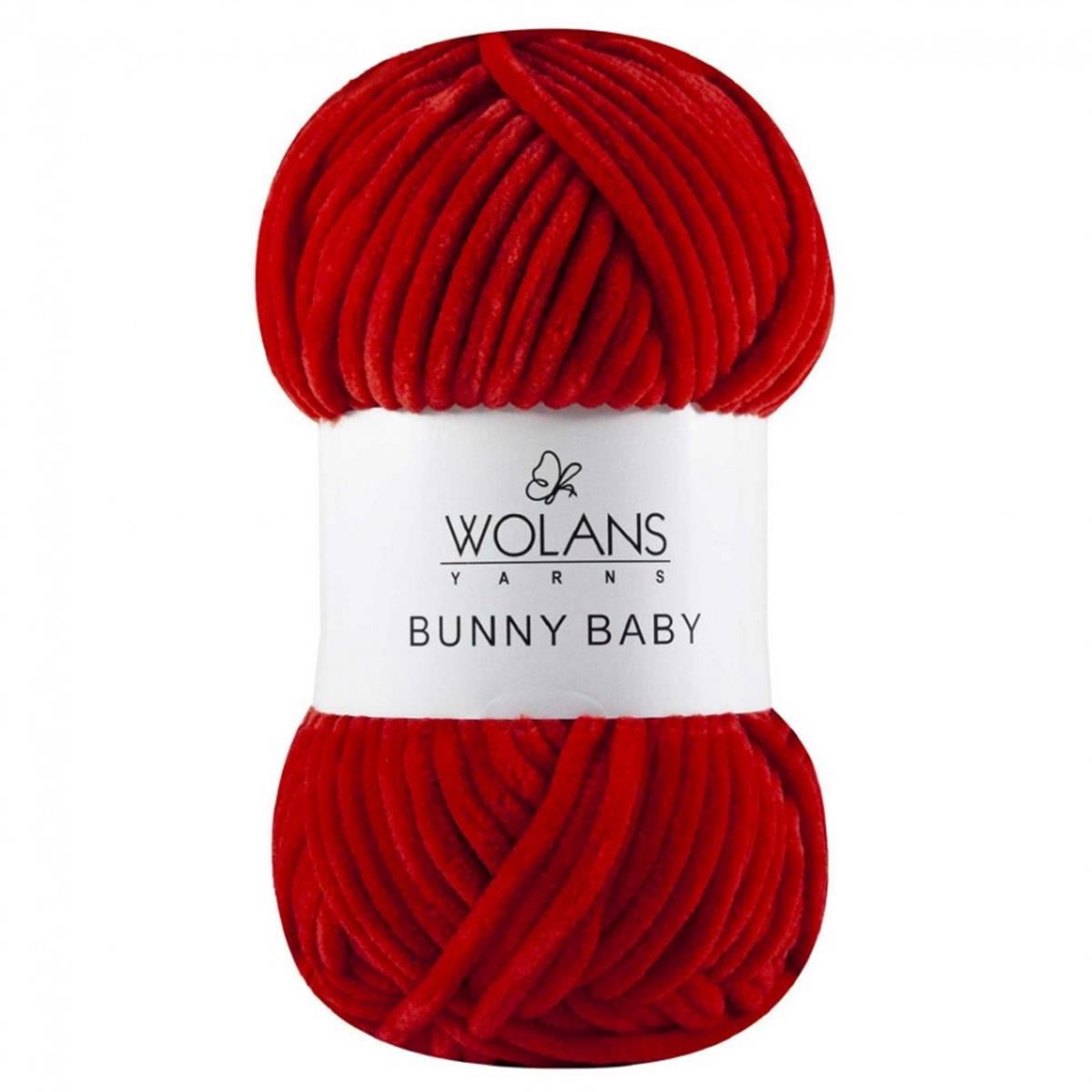 Wolans Bunny Baby Chenille Velvet Yarn  08 Red – Super Bulky Soft Chenille Yarn for Amigurumi, Baby Blankets & Plush Toys
