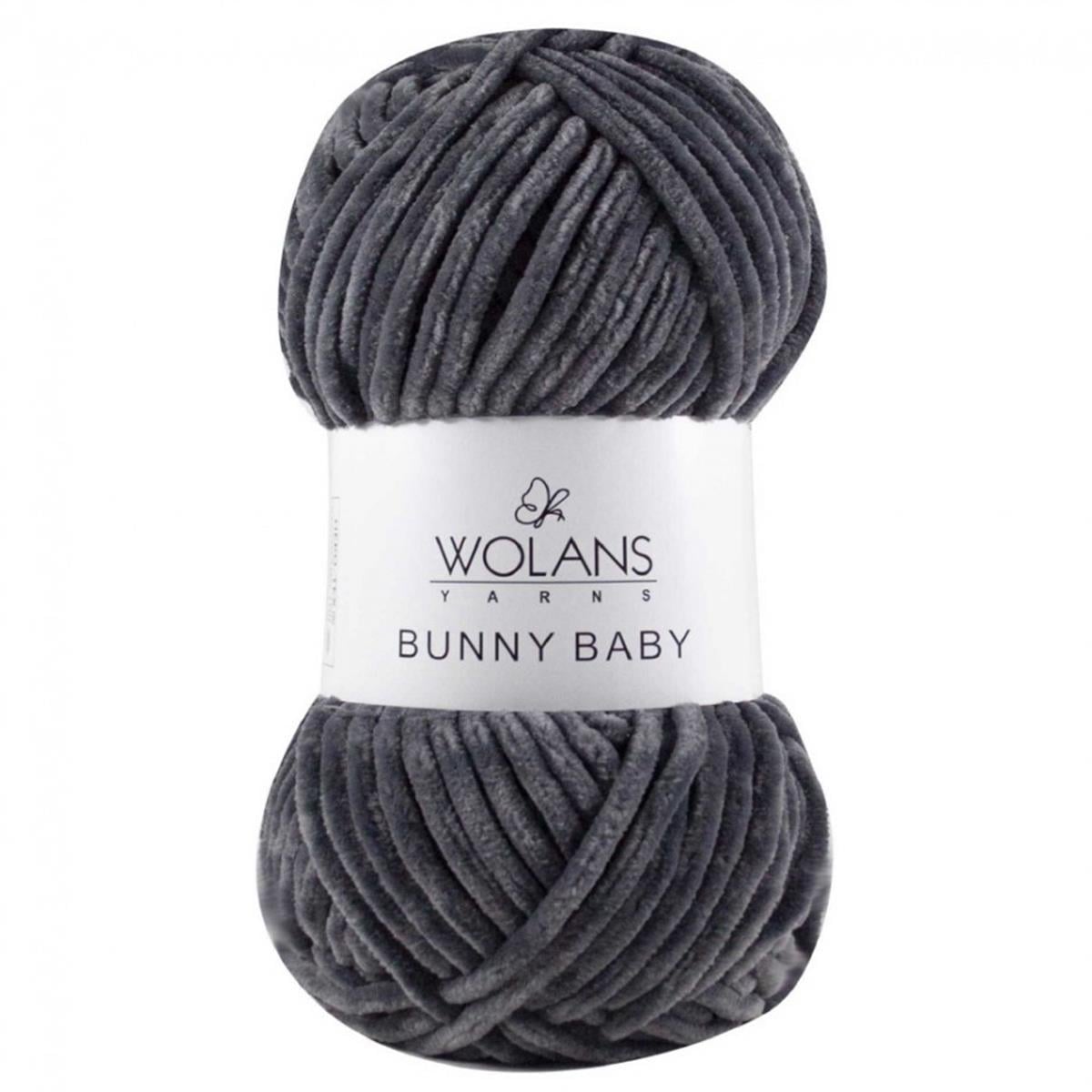 Wolans Bunny Baby Chenille Velvet Yarn 09 Anthracite – Super Bulky Soft Chenille Yarn for Amigurumi, Baby Blankets & Plush Toys