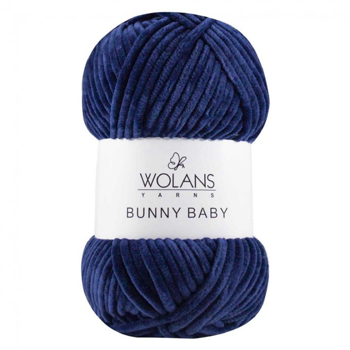 Wolans Bunny Baby Chenille Velvet Yarn 17 Navy – Super Bulky Soft Chenille Yarn for Amigurumi, Baby Blankets & Plush Toys