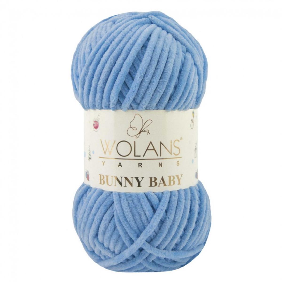 Wolans Bunny Baby Chenille Velvet Yarn 50 Sky Blue – Super Bulky Soft Chenille Yarn for Amigurumi, Baby Blankets & Plush Toys