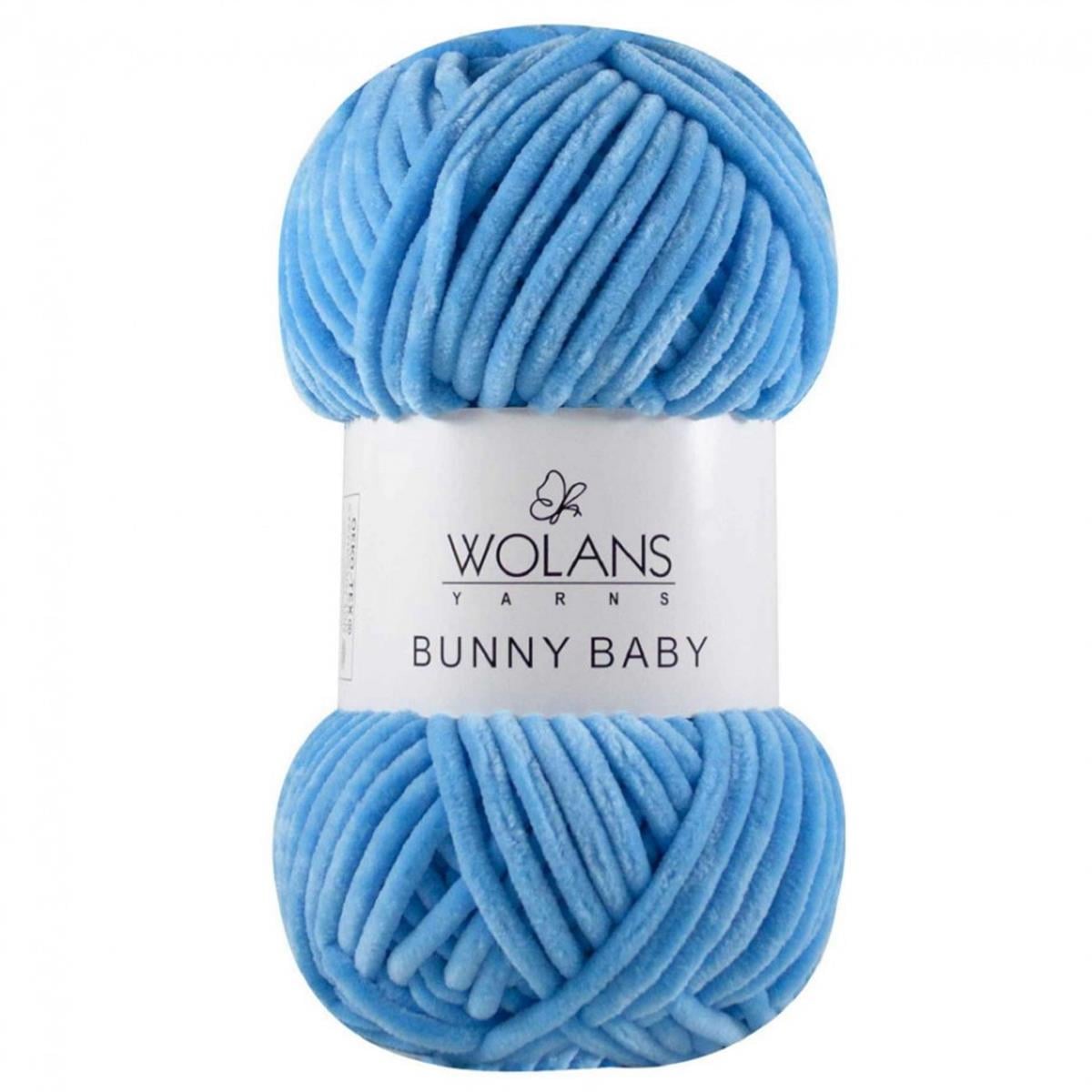 Wolans Bunny Baby Chenille Velvet Yarn 12 Blue  – Super Bulky Soft Chenille Yarn for Amigurumi, Baby Blankets & Plush Toys