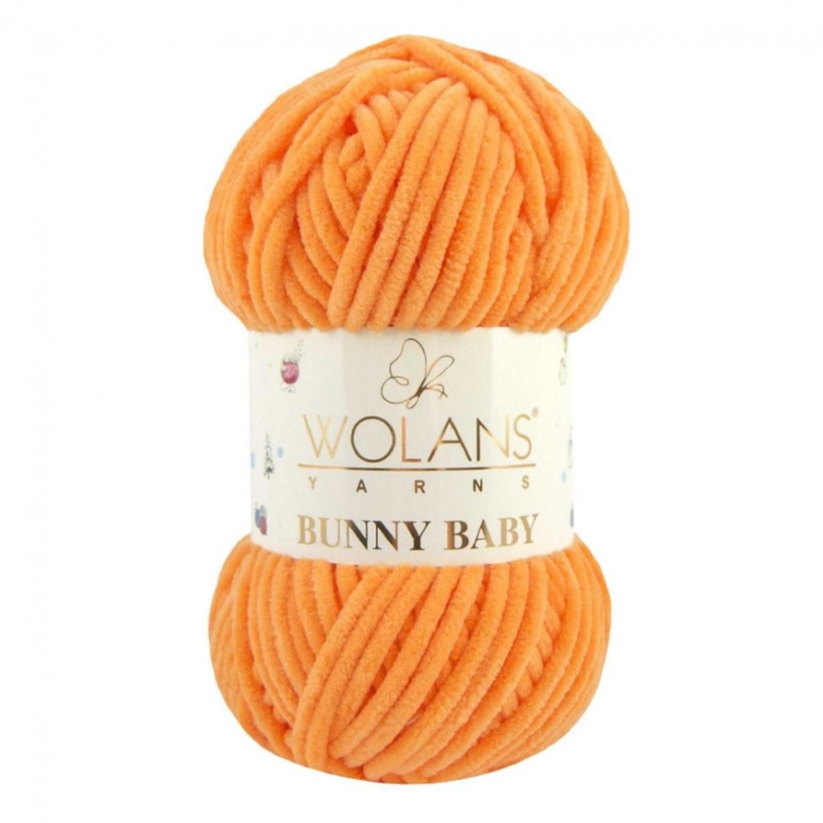Wolans Bunny Baby Chenille Velvet Yarn 43 Carrot – Super Bulky Soft Chenille Yarn for Amigurumi, Baby Blankets & Plush Toys