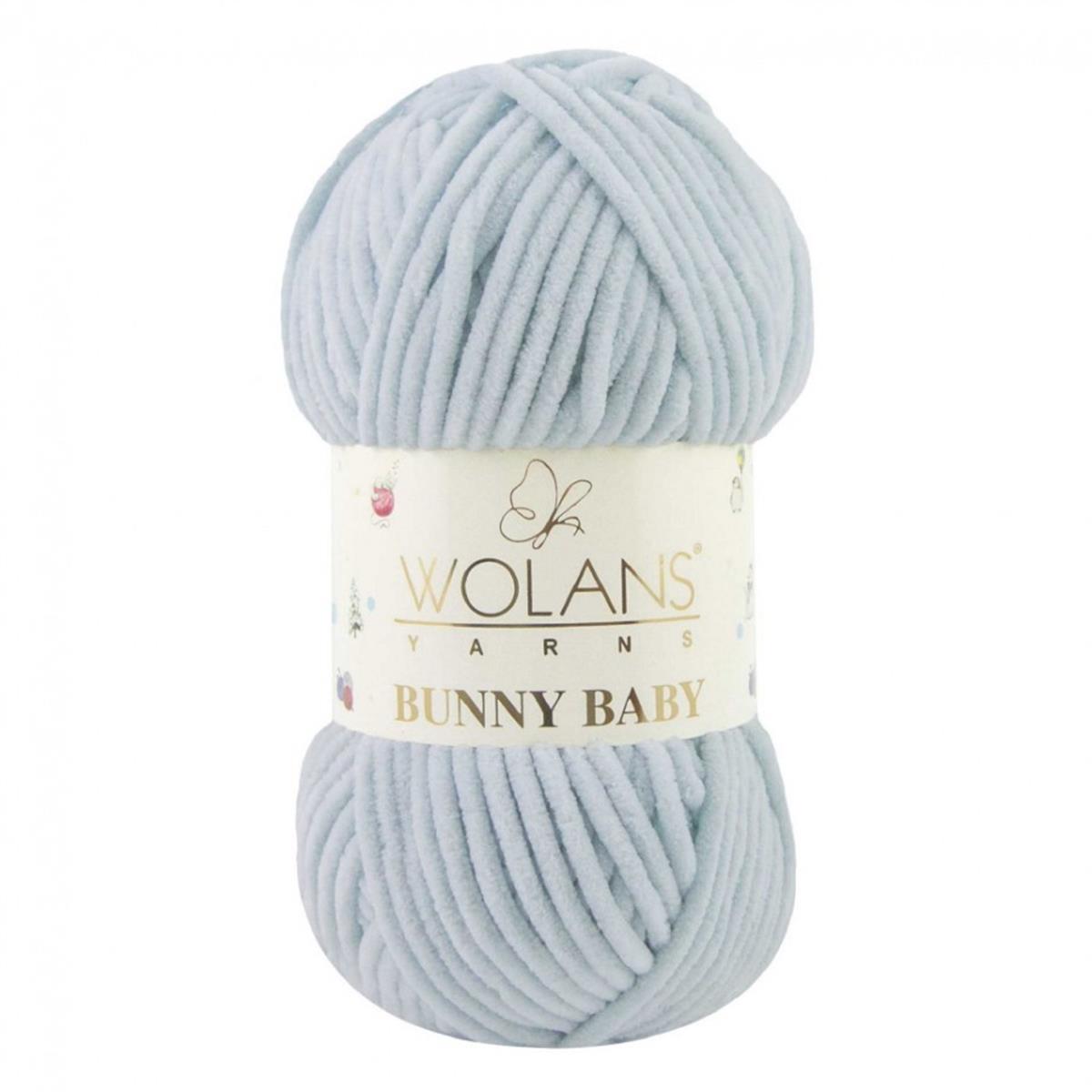 Wolans Bunny Baby Chenille Velvet Yarn 49 Powder Blue – Super Bulky Soft Chenille Yarn for Amigurumi, Baby Blankets & Plush Toys