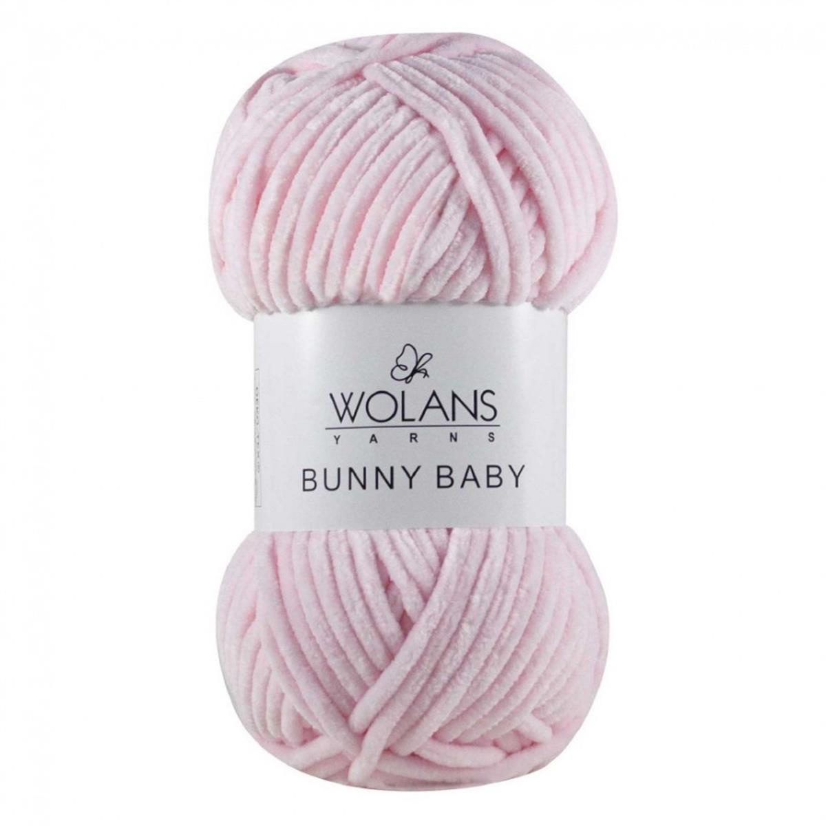 Wolans Bunny Baby Chenille Velvet Yarn 04 Light Pink – Super Bulky Soft Chenille Yarn for Amigurumi, Baby Blankets & Plush Toys