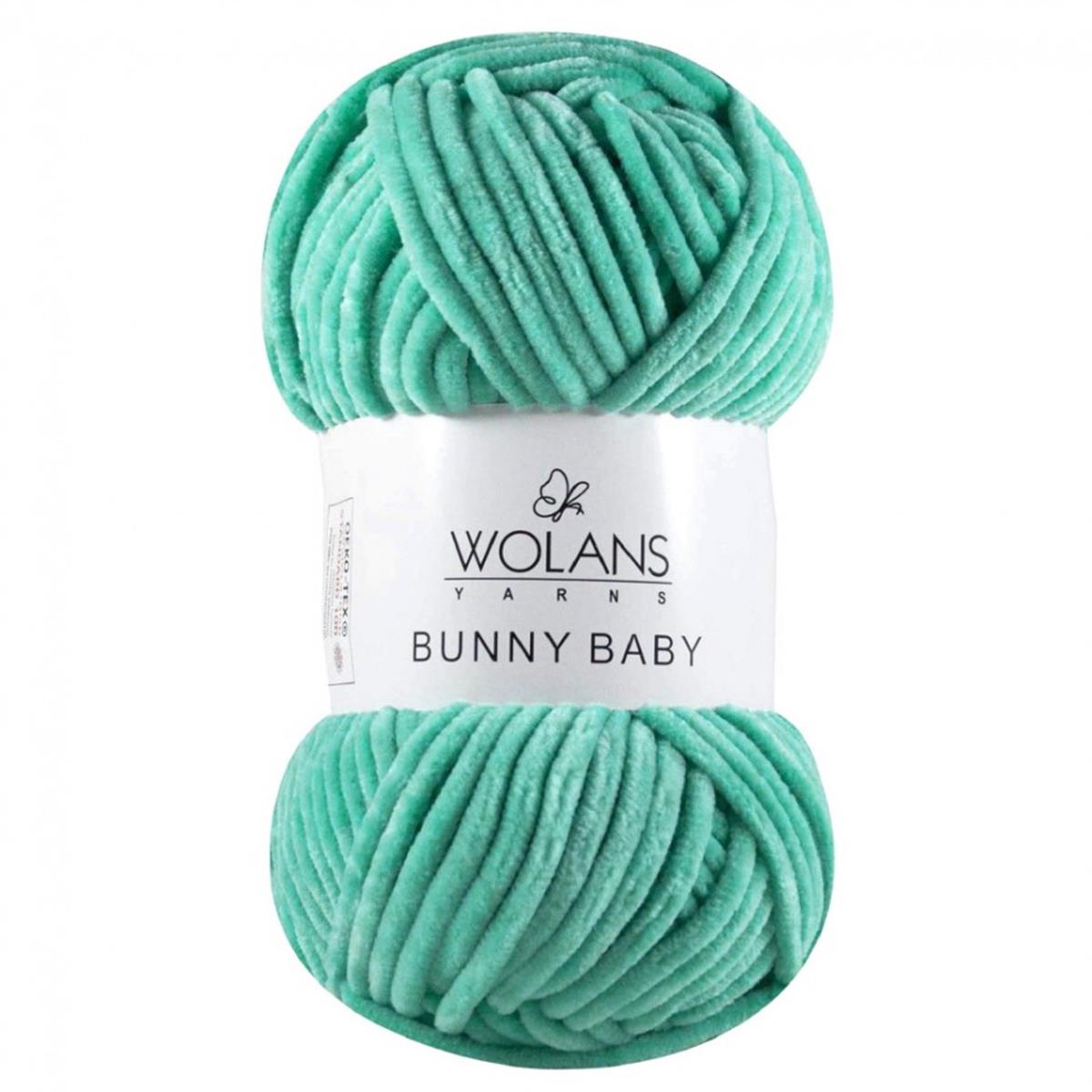 Wolans Bunny Baby Chenille Velvet Yarn 13 Turquoise – Super Bulky Soft Chenille Yarn for Amigurumi, Baby Blankets & Plush Toys