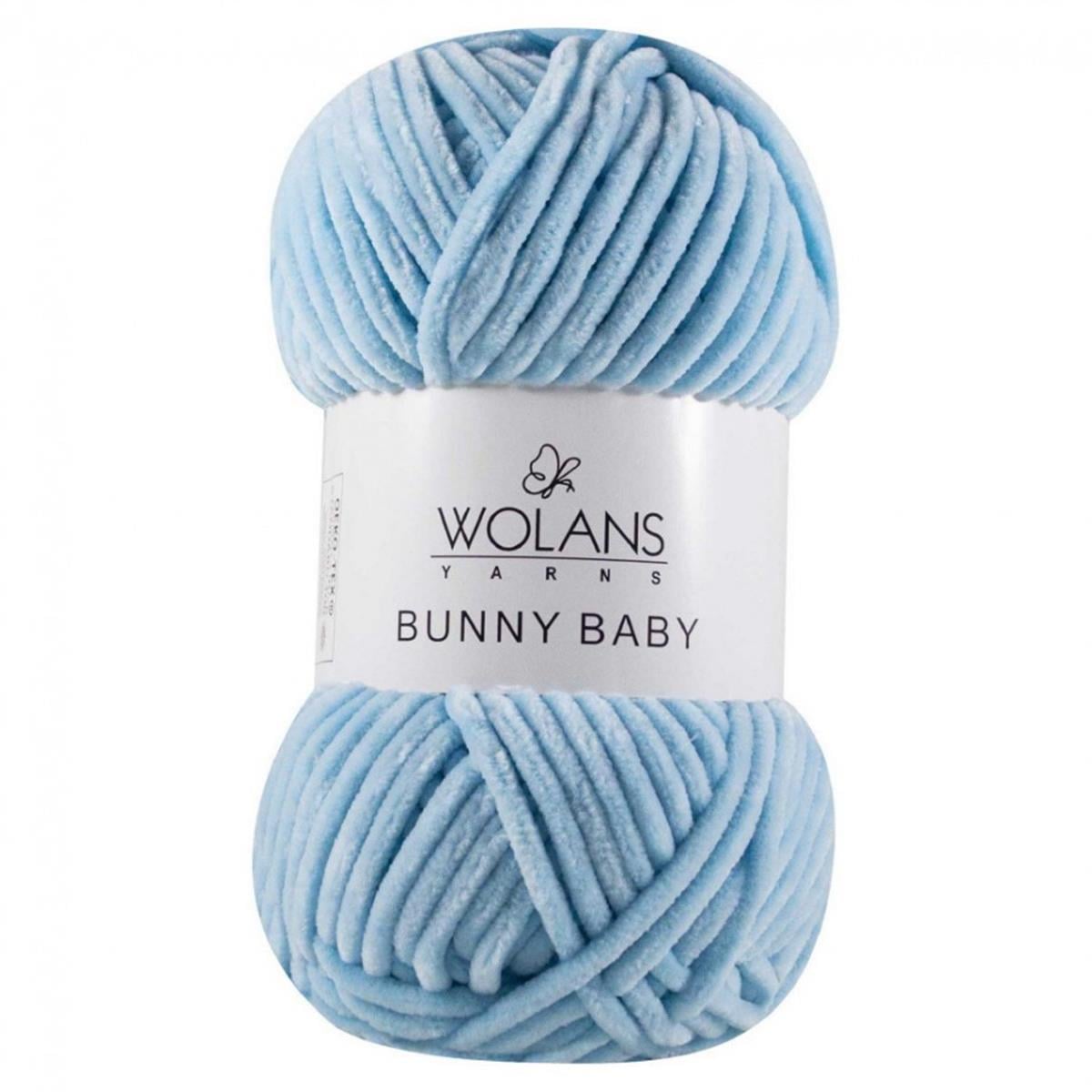 Wolans Bunny Baby Chenille Velvet Yarn 11 Light Blue – Super Bulky Soft Chenille Yarn for Amigurumi, Baby Blankets & Plush Toys