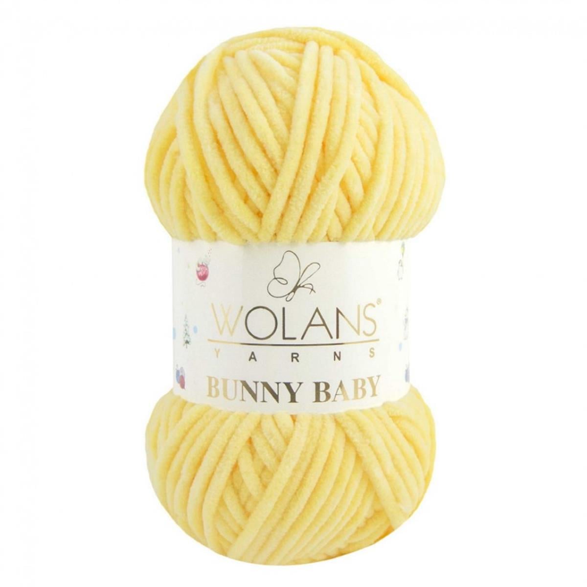Wolans Bunny Baby Chenille Velvet Yarn 44  Canary– Super Bulky Soft Chenille Yarn for Amigurumi, Baby Blankets & Plush Toys