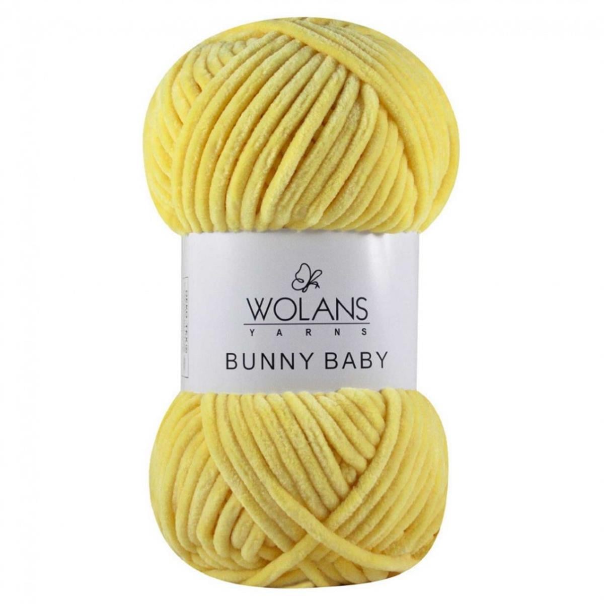 Wolans Bunny Baby Chenille Velvet Yarn 14 Yellow – Super Bulky Soft Chenille Yarn for Amigurumi, Baby Blankets & Plush Toys