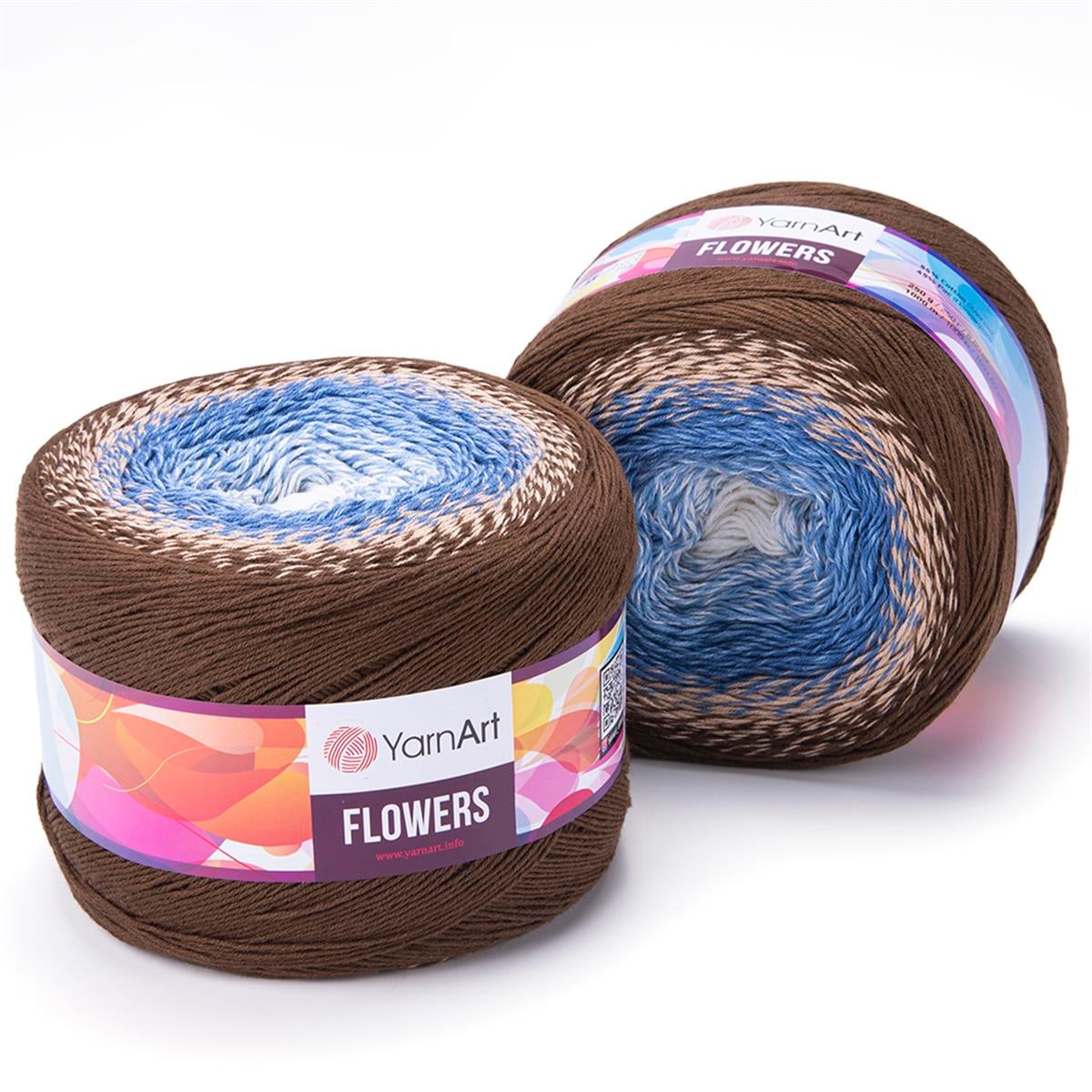 YarnArt Flowers Yarn – Self-Striping Cotton Blend Fingering Yarn for Crochet & Knitting 250g