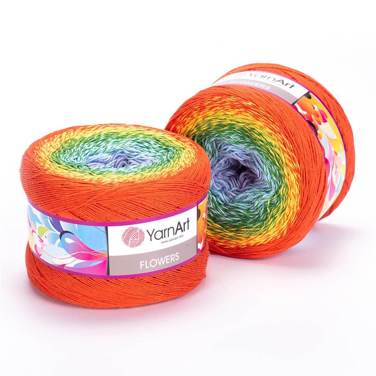 YarnArt Flowers Cake Yarn 250g 255 – Gradient Cotton Blend Yarn for Shawls, Scarves, Crochet & Knitting Projects