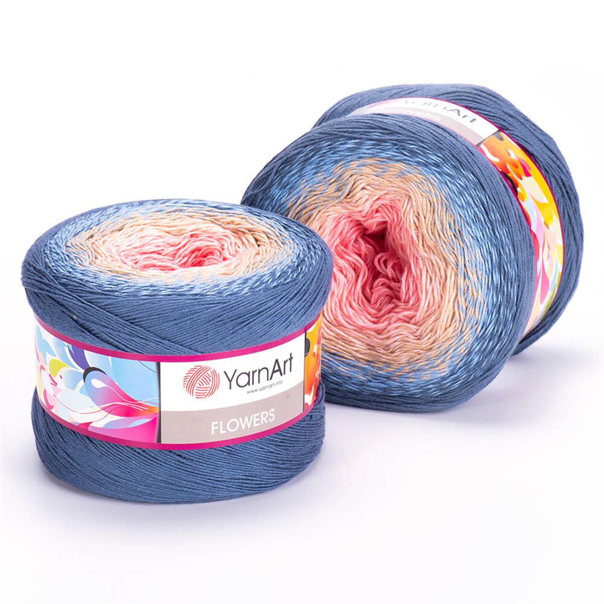 YarnArt Flowers Cake Yarn 250g 262 – Gradient Cotton Blend Yarn for Shawls, Scarves, Crochet & Knitting Projects
