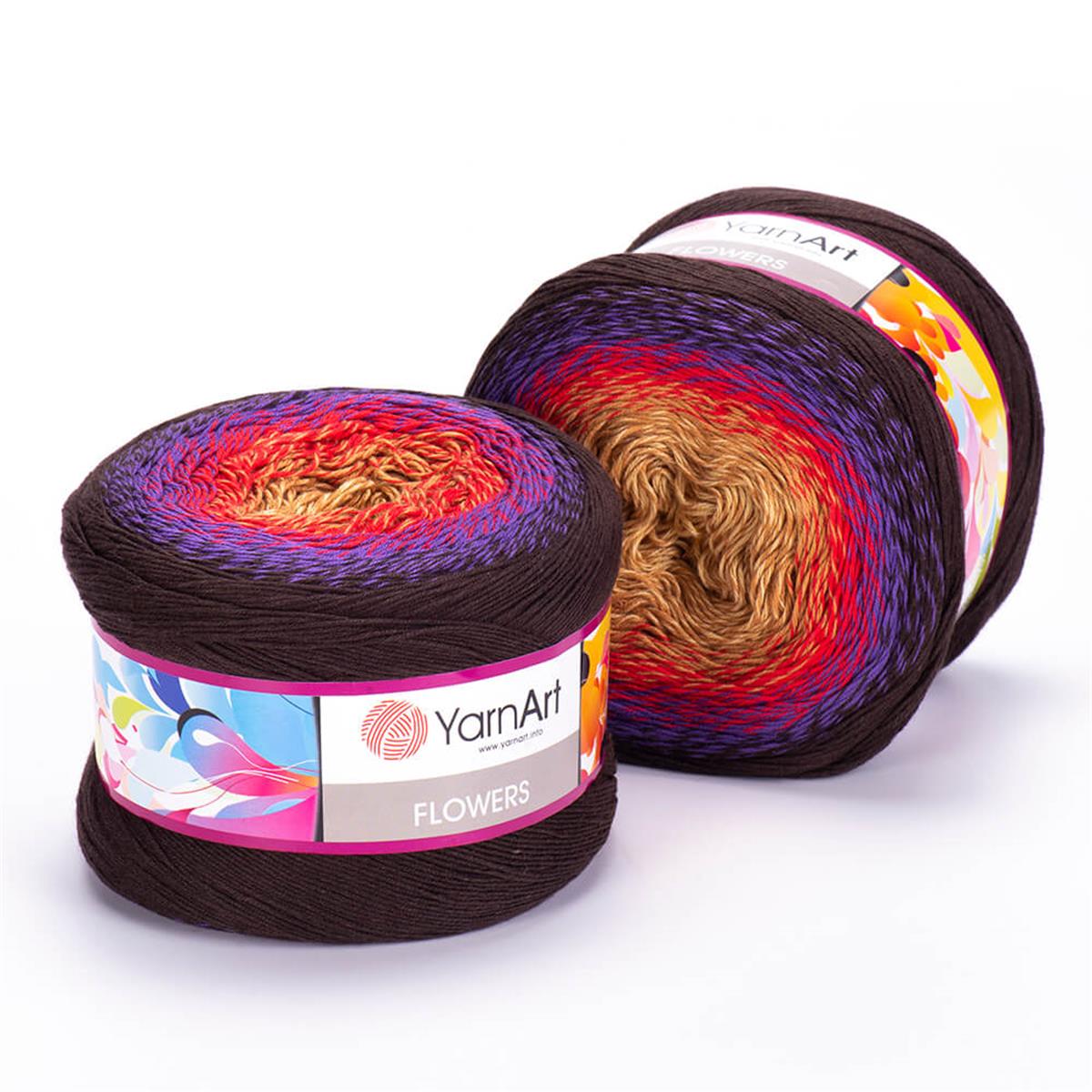 YarnArt Flowers Cake Yarn 250g 265 – Gradient Cotton Blend Yarn for Shawls, Scarves, Crochet & Knitting Projects