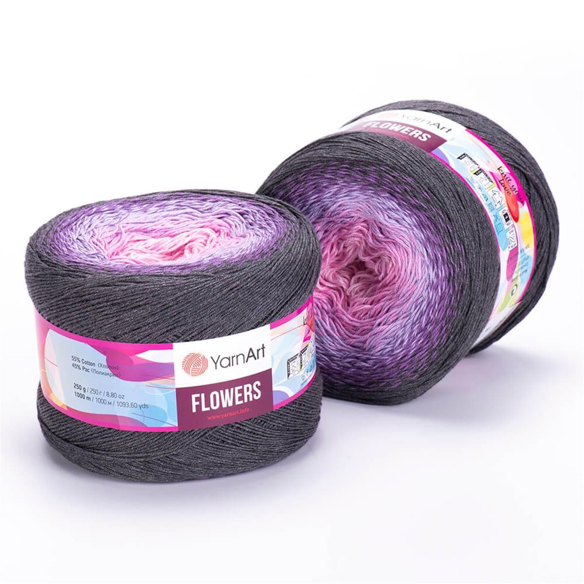 YarnArt Flowers Cake Yarn 250g  276 – Gradient Cotton Blend Yarn for Shawls, Scarves, Crochet & Knitting Projects