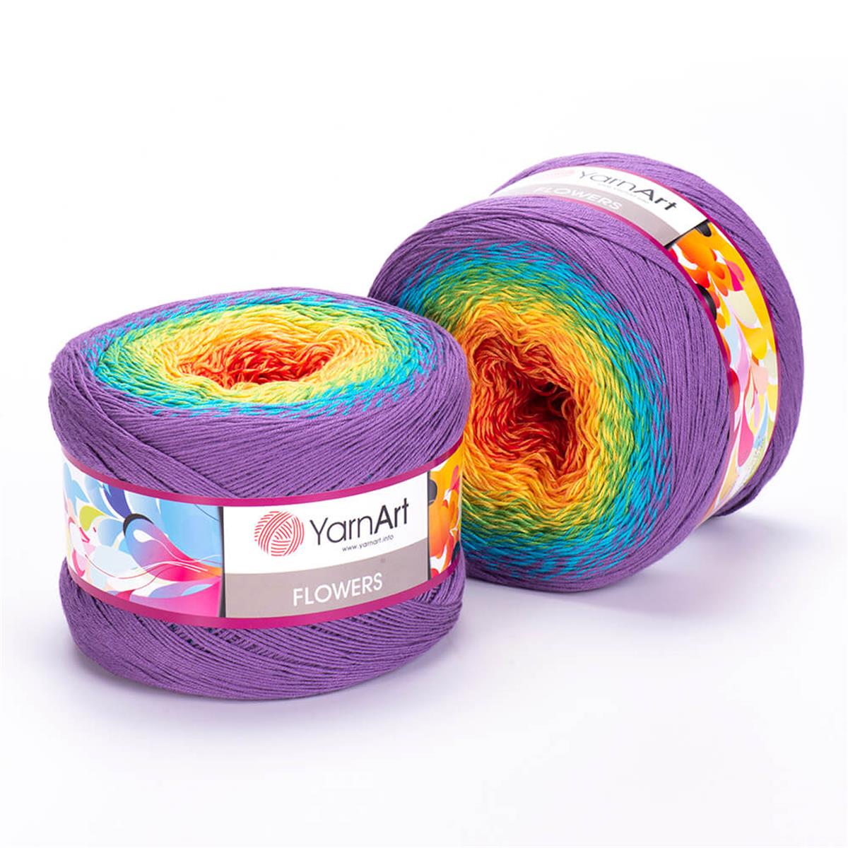 YarnArt Flowers Cake Yarn 250g 277 – Gradient Cotton Blend Yarn for Shawls, Scarves, Crochet & Knitting Projects