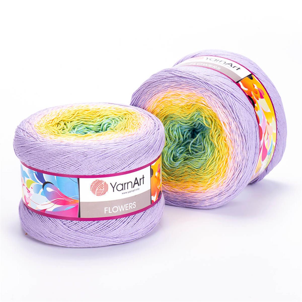 YarnArt Flowers Cake Yarn 250g 285 – Gradient Cotton Blend Yarn for Shawls, Scarves, Crochet & Knitting Projects