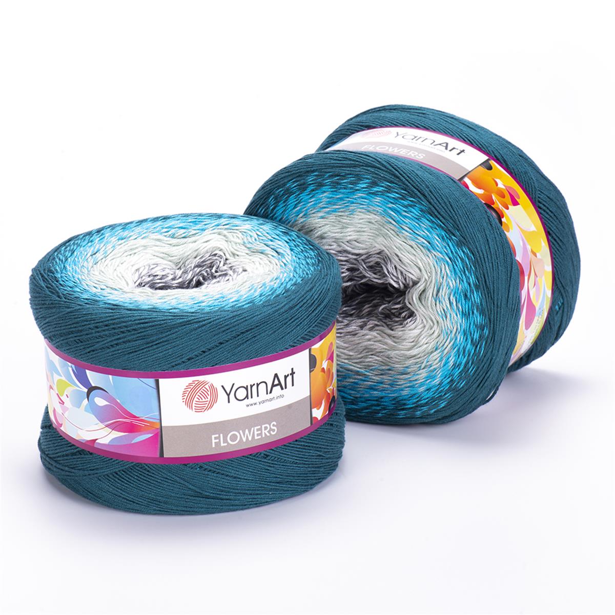 YarnArt Flowers Cake Yarn 250g 289 – Gradient Cotton Blend Yarn for Shawls, Scarves, Crochet & Knitting Projects