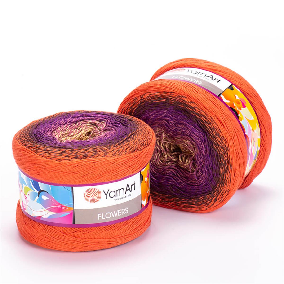 YarnArt Flowers Cake Yarn 250g 295 – Gradient Cotton Blend Yarn for Shawls, Scarves, Crochet & Knitting Projects