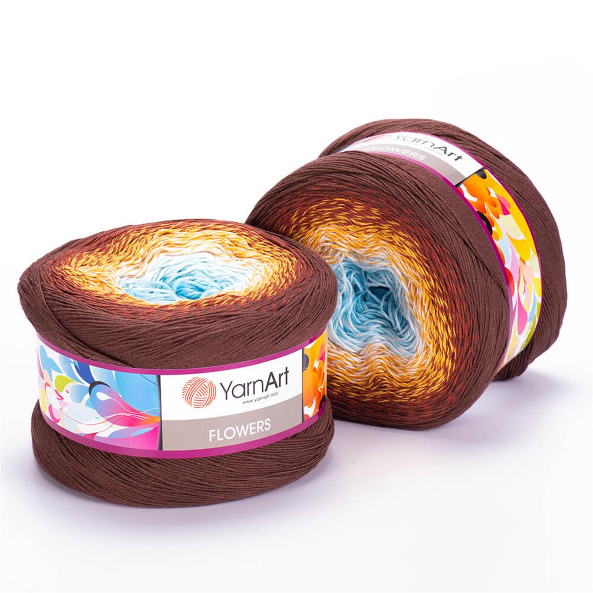 YarnArt Flowers Cake Yarn 250g  296 – Gradient Cotton Blend Yarn for Shawls, Scarves, Crochet & Knitting Projects