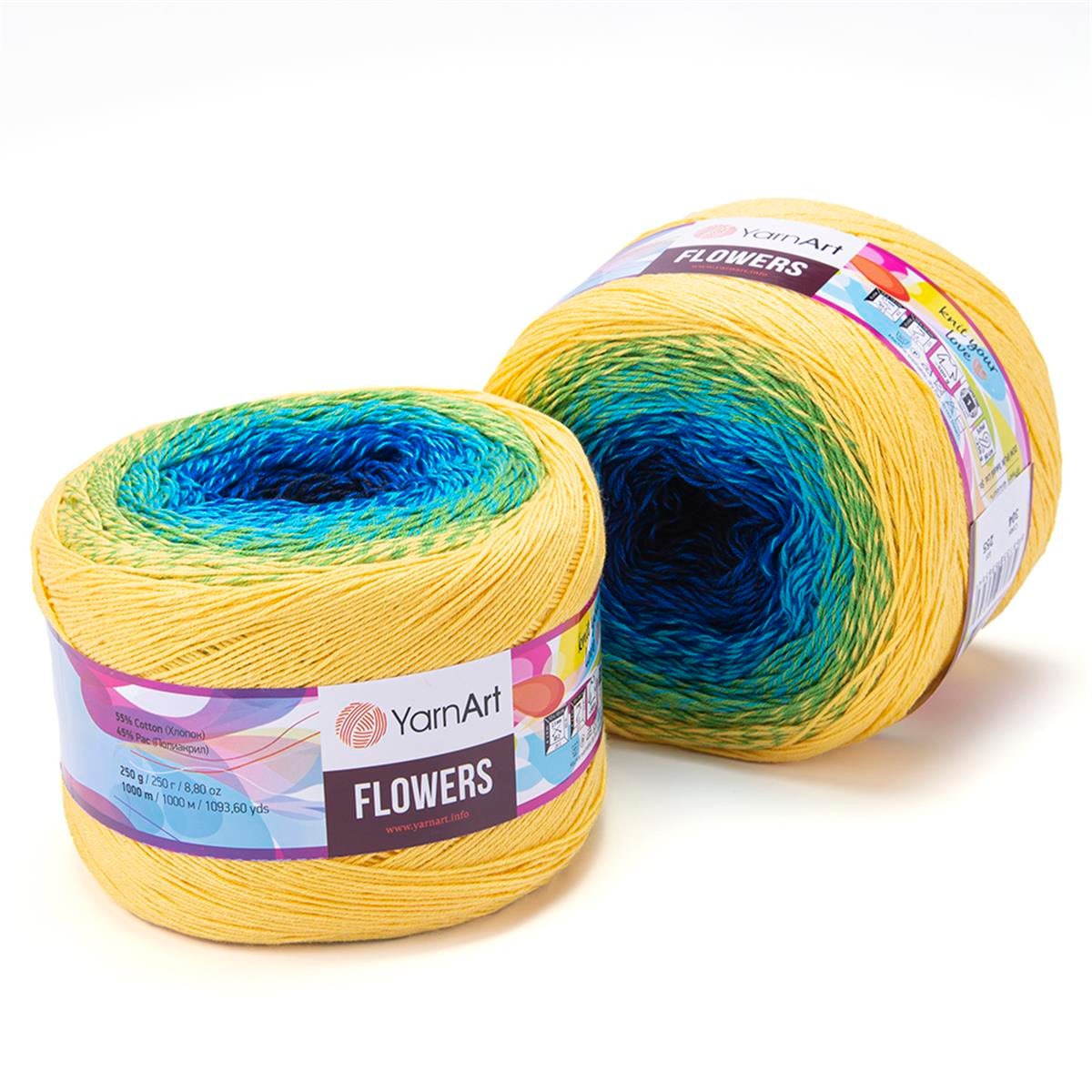 YarnArt Flowers Cake Yarn 250g  304 – Gradient Cotton Blend Yarn for Shawls, Scarves, Crochet & Knitting Projects