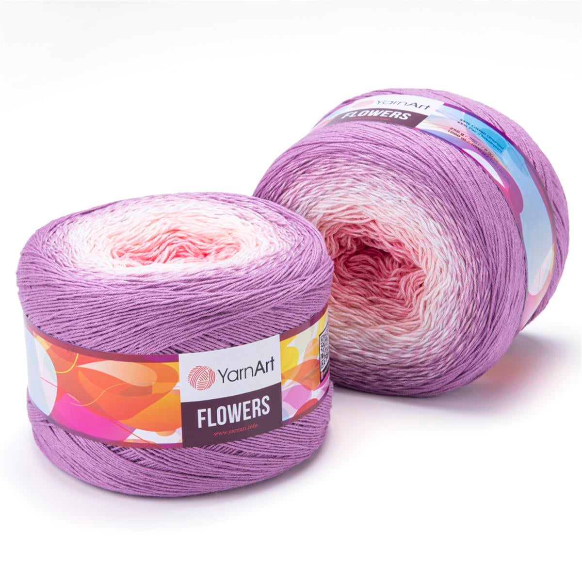 YarnArt Flowers Cake Yarn 250g 305 – Gradient Cotton Blend Yarn for Shawls, Scarves, Crochet & Knitting Projects