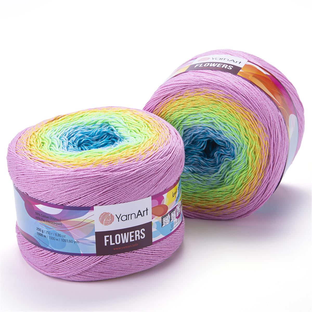 YarnArt Flowers Cake Yarn 250g  312 – Gradient Cotton Blend Yarn for Shawls, Scarves, Crochet & Knitting Projects