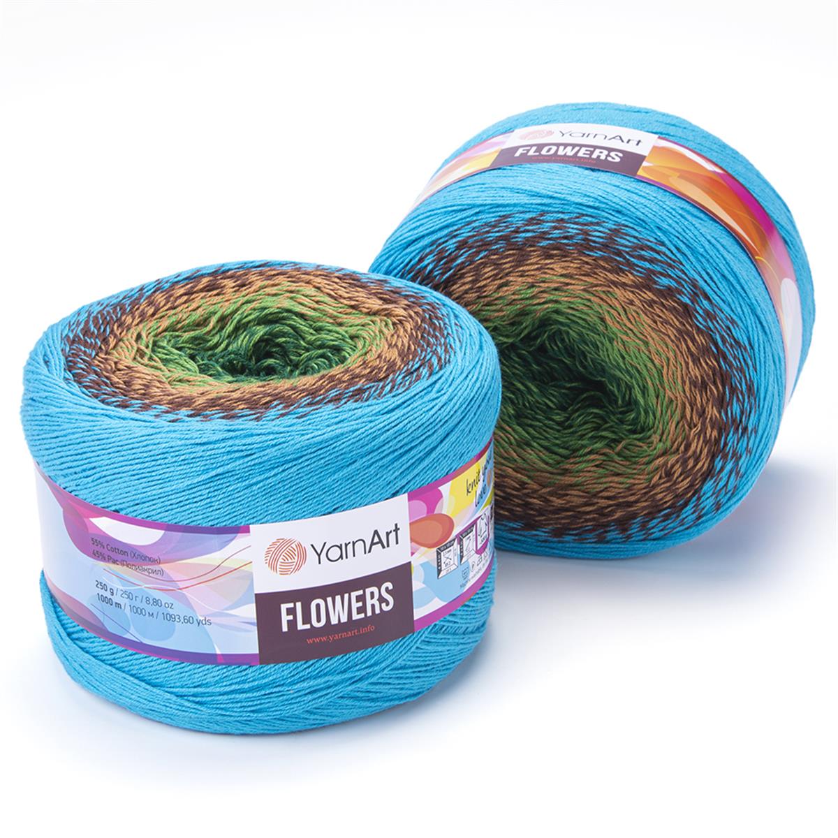 YarnArt Flowers Cake Yarn 250g  314 – Gradient Cotton Blend Yarn for Shawls, Scarves, Crochet & Knitting Projects