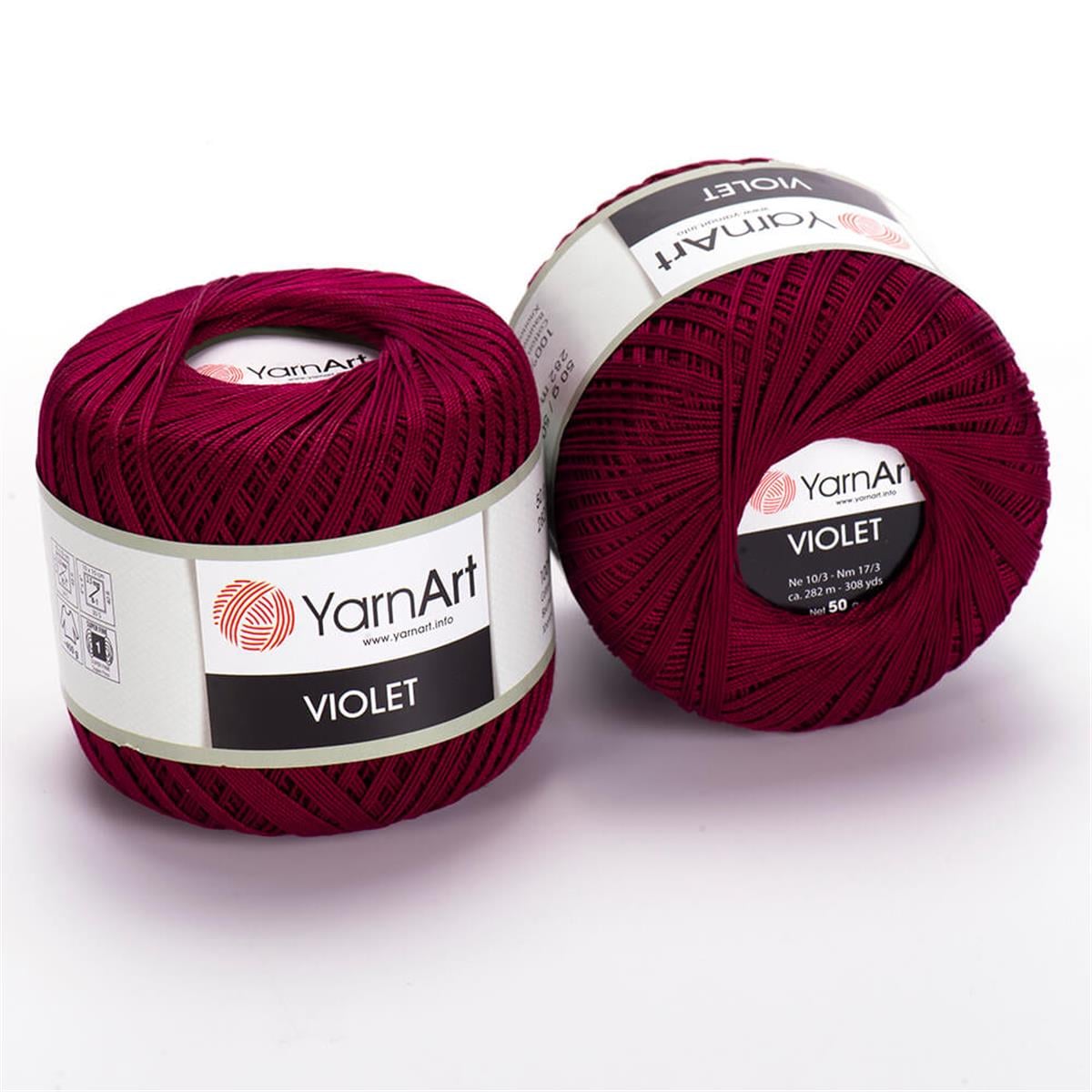 YarnArt Violet Yarn 50g 112 – 100% Mercerized Cotton Lace Yarn for Amigurumi, Crochet & Fine Knitting