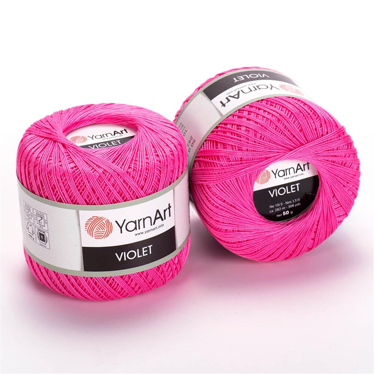 YarnArt Violet Yarn 50g 5001 – 100% Mercerized Cotton Lace Yarn for Amigurumi, Crochet & Fine Knitting